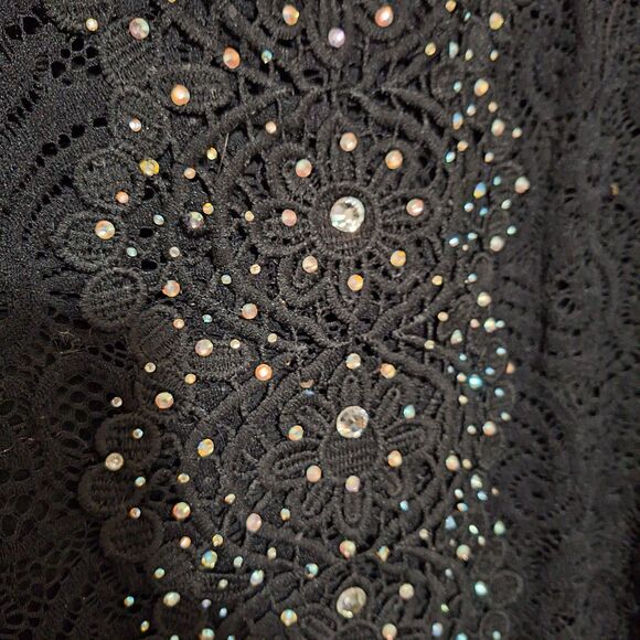 A Women's Lacey Rhinestone Top Evening Whimsigoth Fairy Grunge Sparkly XL - Picture 10 of 12